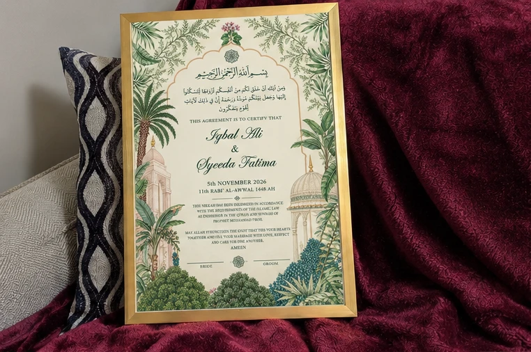 Nush Custom Framed Islamic Wedding Nikah Certificate - photo 3