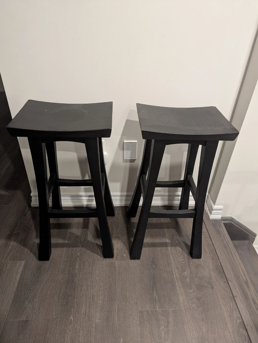 Set of Two Black Bar Stools 29"