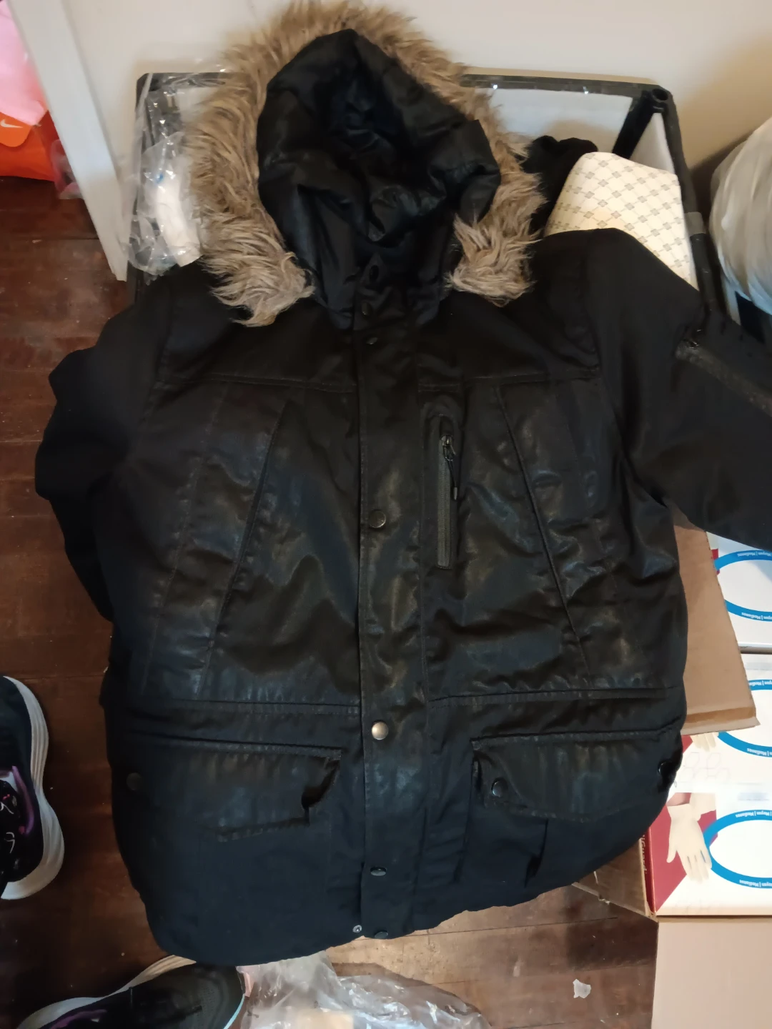 Goodfellow & Co Black Faux Fur Hooded Winter Jacket - photo 2
