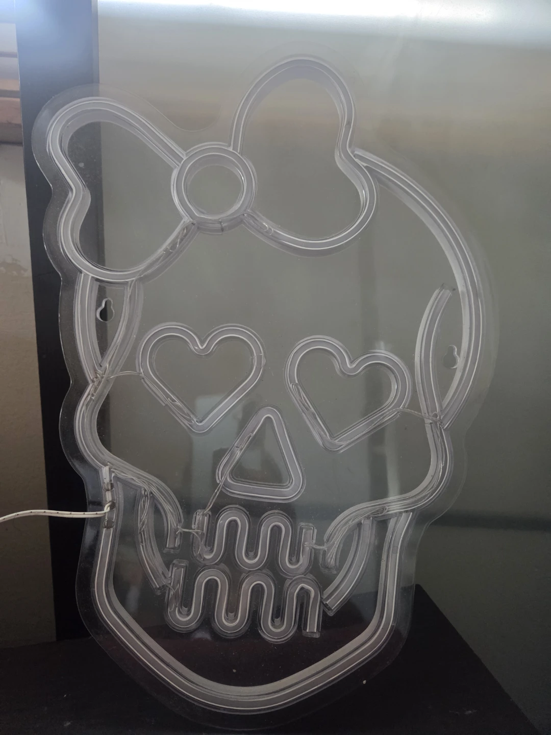 Skull Neon Wall Light with Pink Bow - photo 5