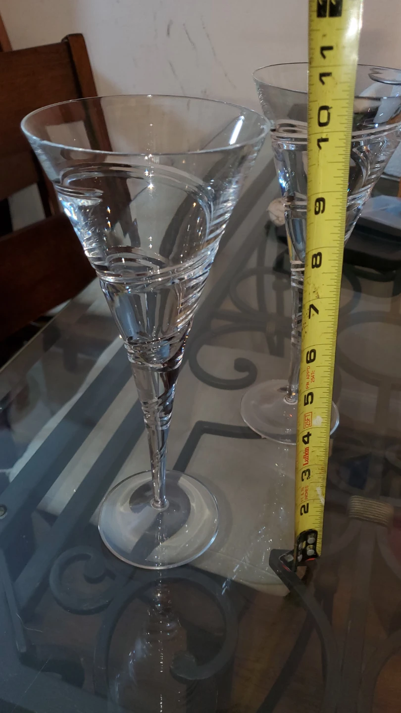 Set of 2 Spiral Etched Glass Stemware - photo 3