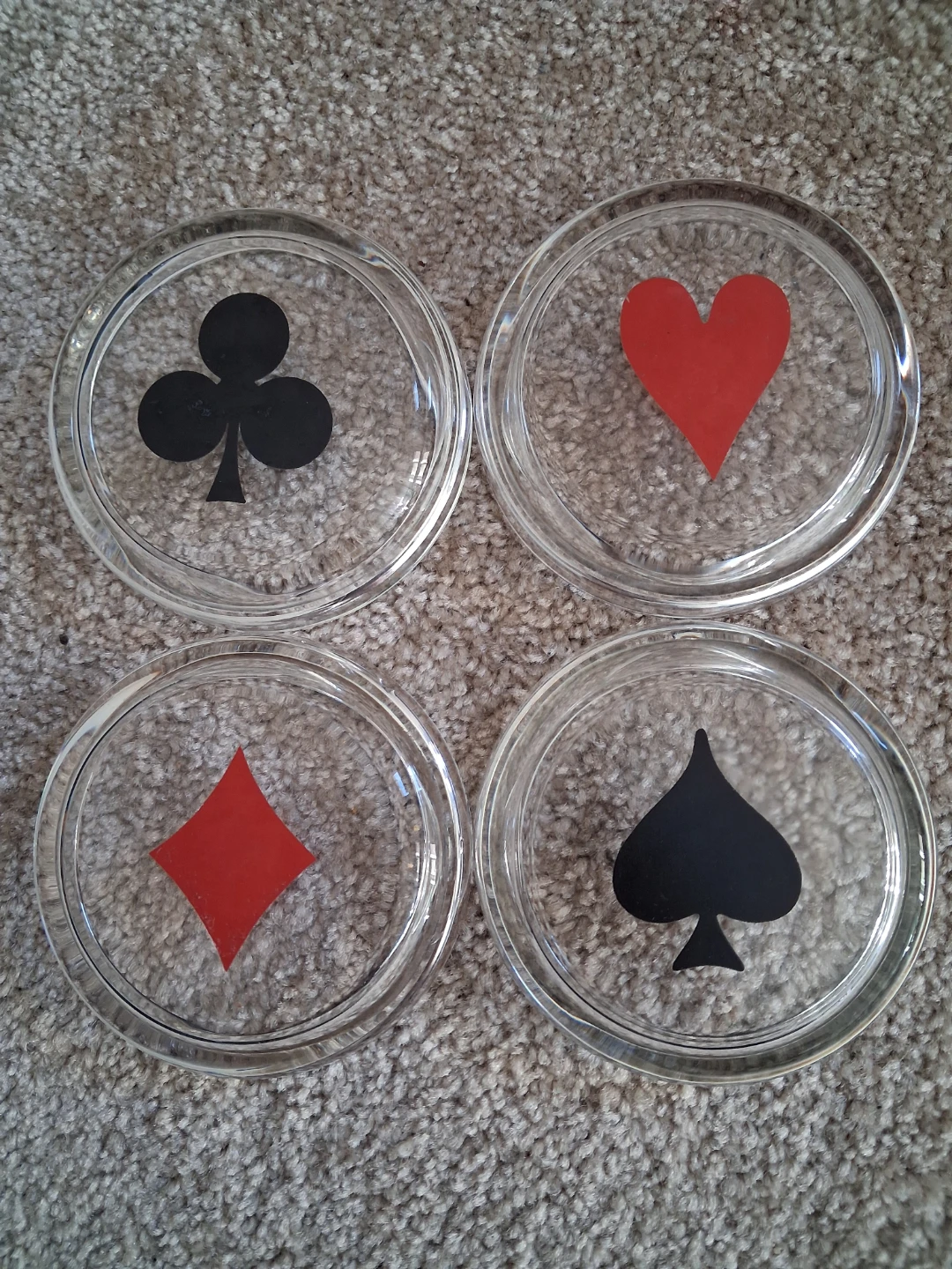Set of 4 Playing Card Suit Glass Coasters - photo 2