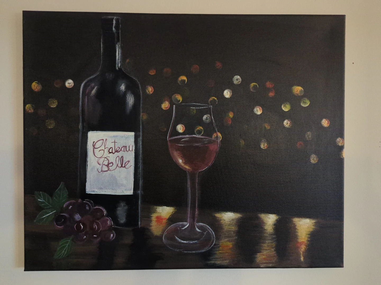 Grapes & Wine – Original Acrylic Painting - photo 2