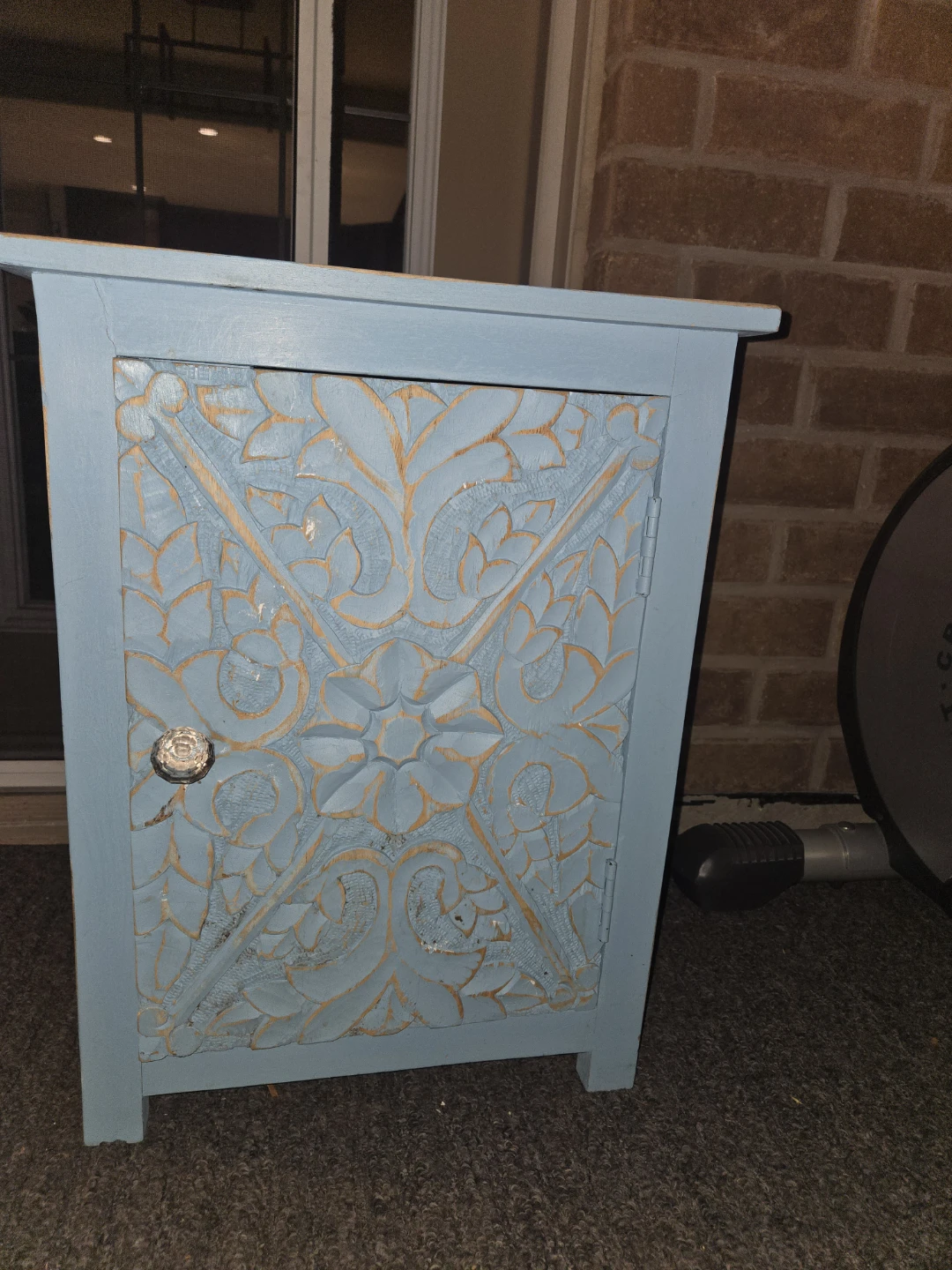 Blue Carved Wood Side Table - photo 2