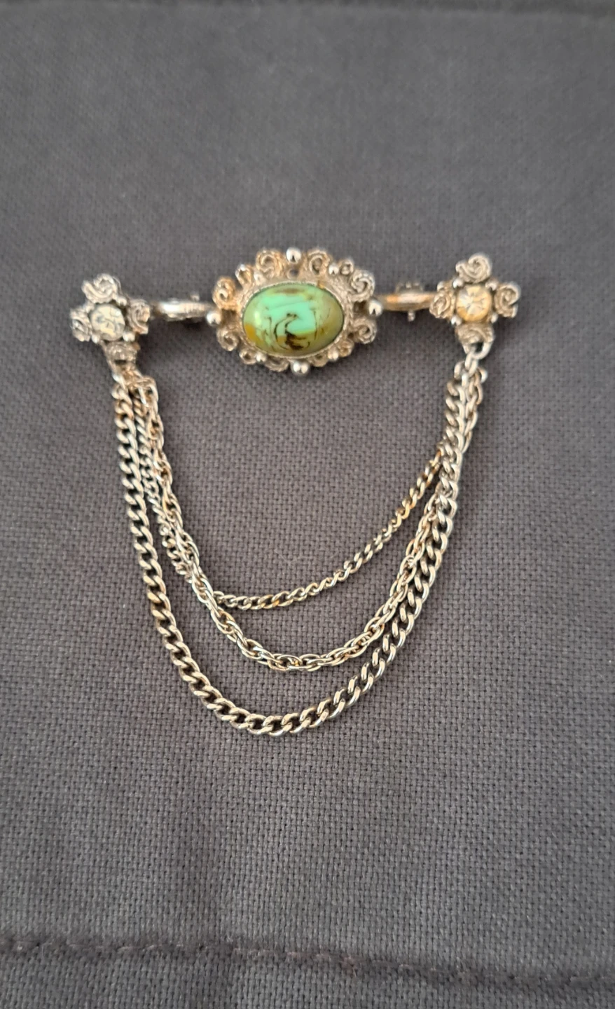Vintage Style Multi-Chain Turquoise Brooch