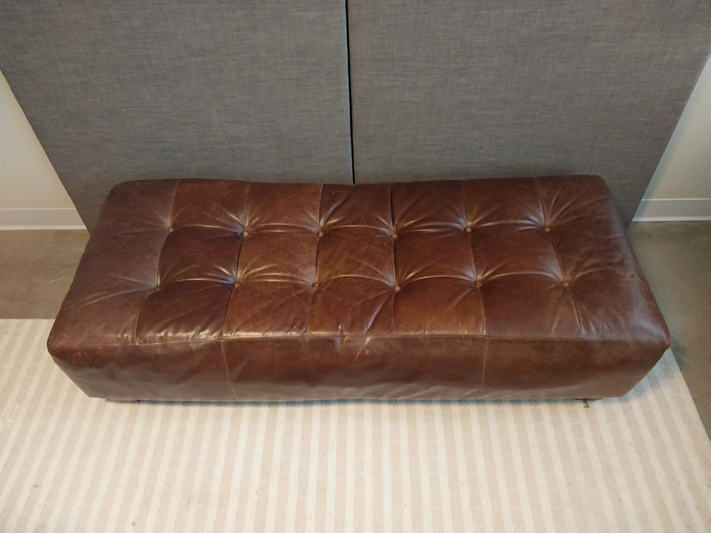 6-Ft Tufted Ottoman – Chestnut Brown Chesterfield Style - photo 4