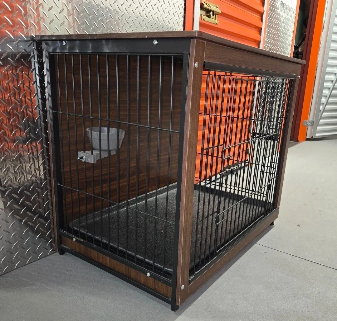 Luxury Wooden Dog Crate Furniture End Table / Kennel Bed