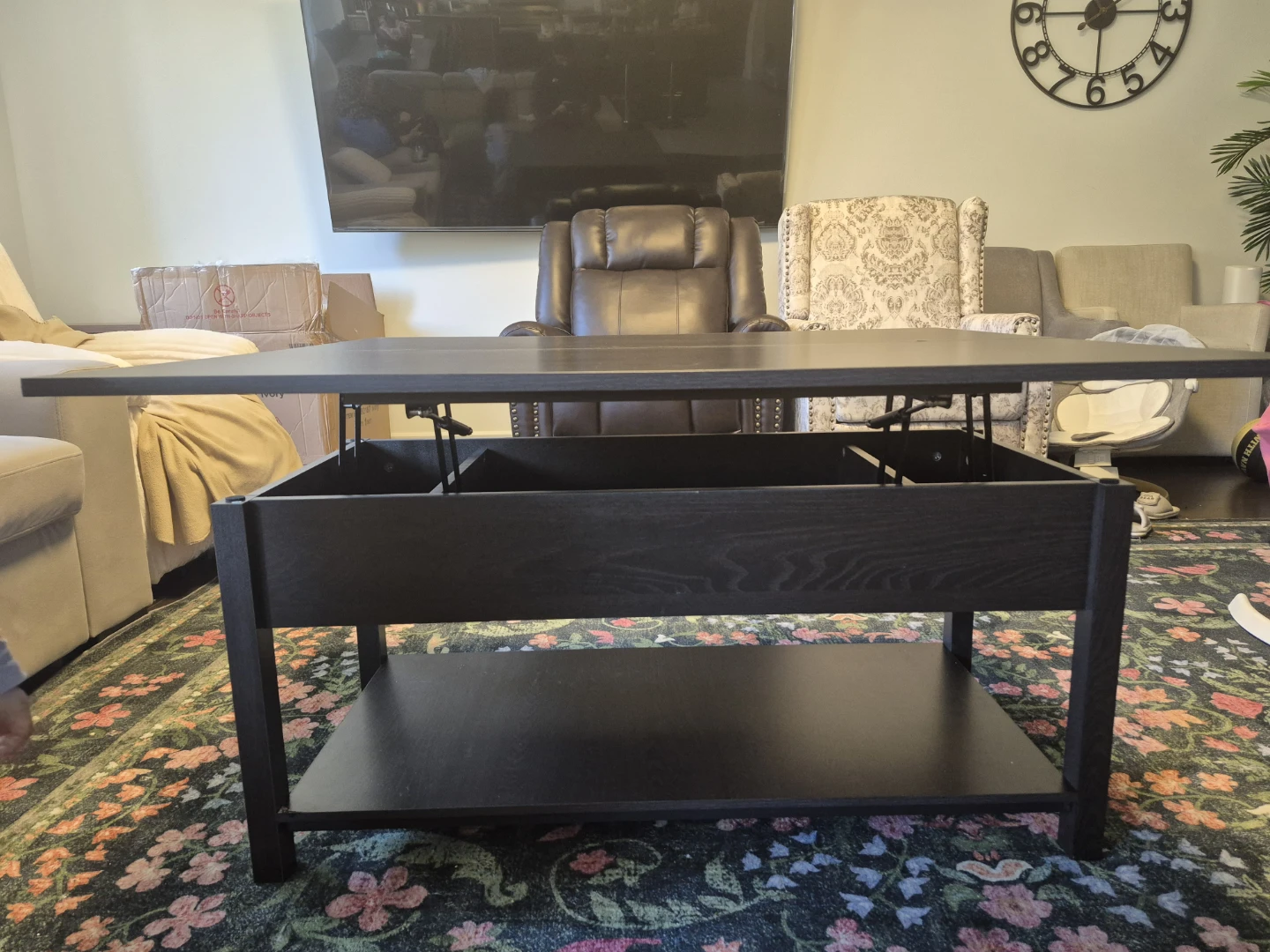 Dark Wood Lift-Top Coffee Table - photo 5