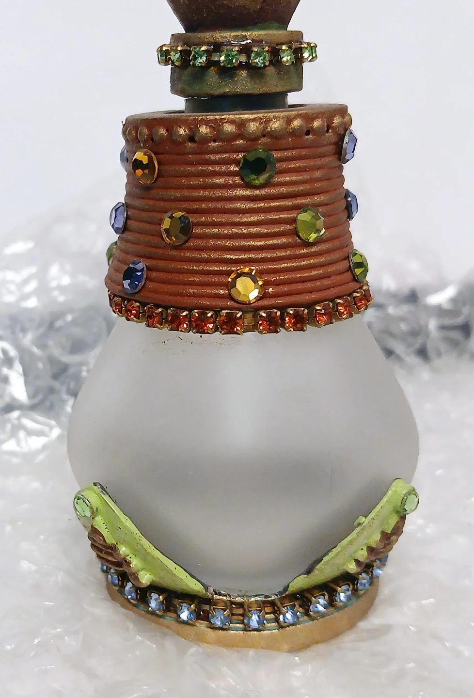 Decorative Rose Topped Glass Jar/perfume bottle - photo 3