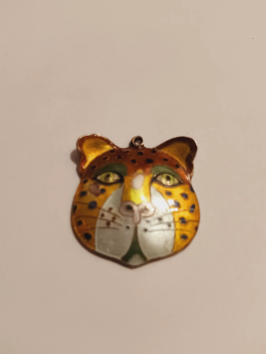 Collectible Vintage Sterling Silver 925 Enamel Leopard Pendant