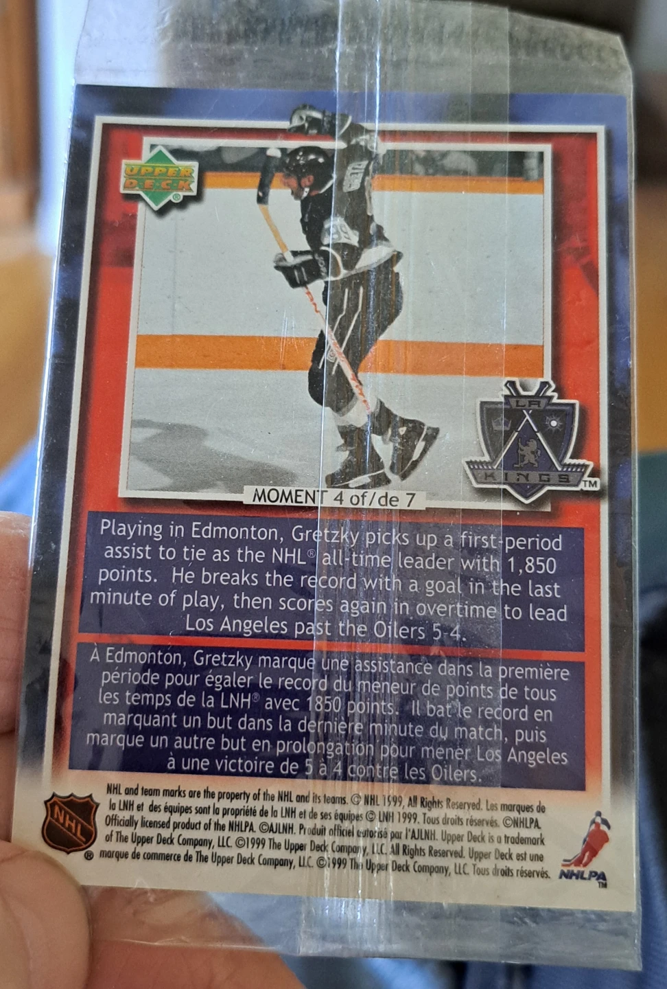 1999 Wayne Gretzky Upper Deck Post Card - photo 2