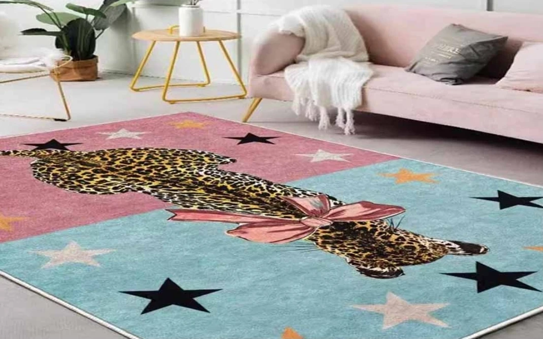 Vintage Boho Pink Leopard Skin Rugs 4ftx6ft Washable - photo 2