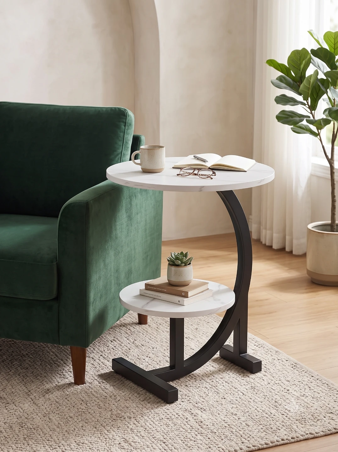 Brand New Two-Tier Marble Top C-Table - photo 3