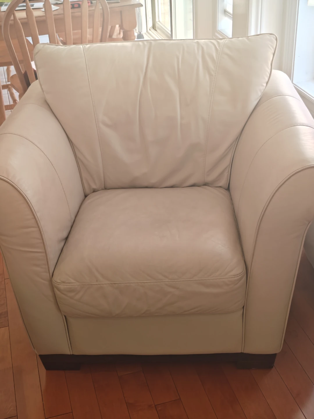 3 Seater & Single Natuzzi Italsofa Genuine Leather Beige Sofa - photo 5