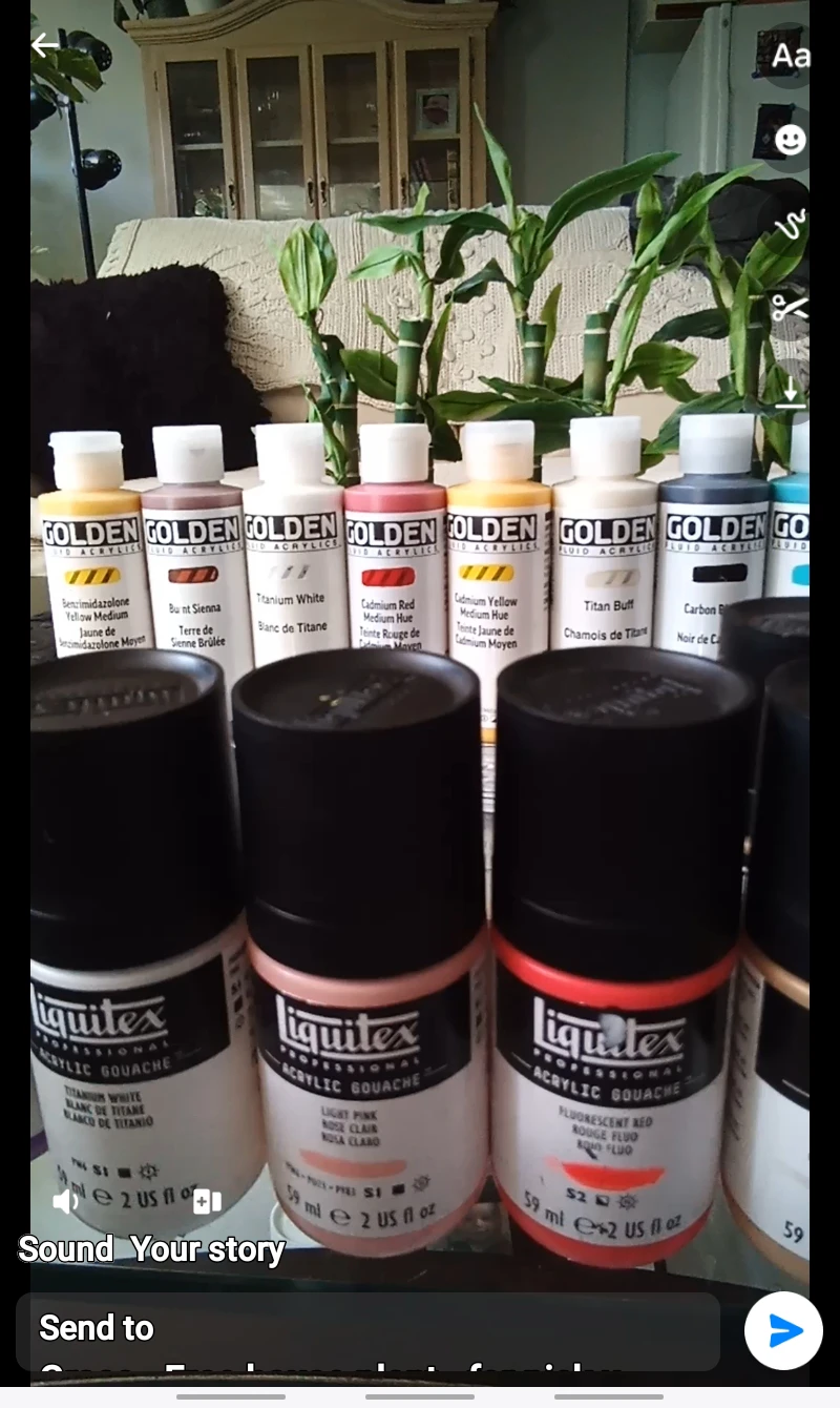 Assorted Golden Fluid and Liquitex Gouache Paints