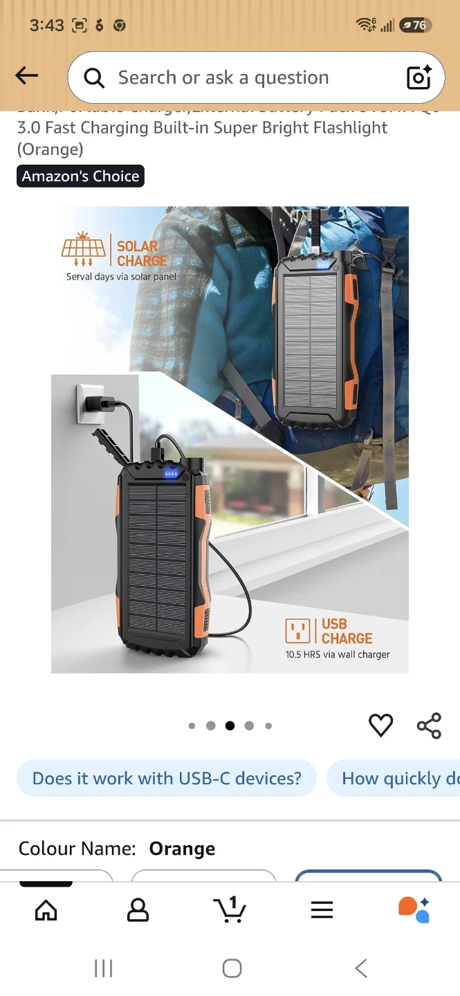 Solar Power Bank with Built-in LED Flashlight - photo 2