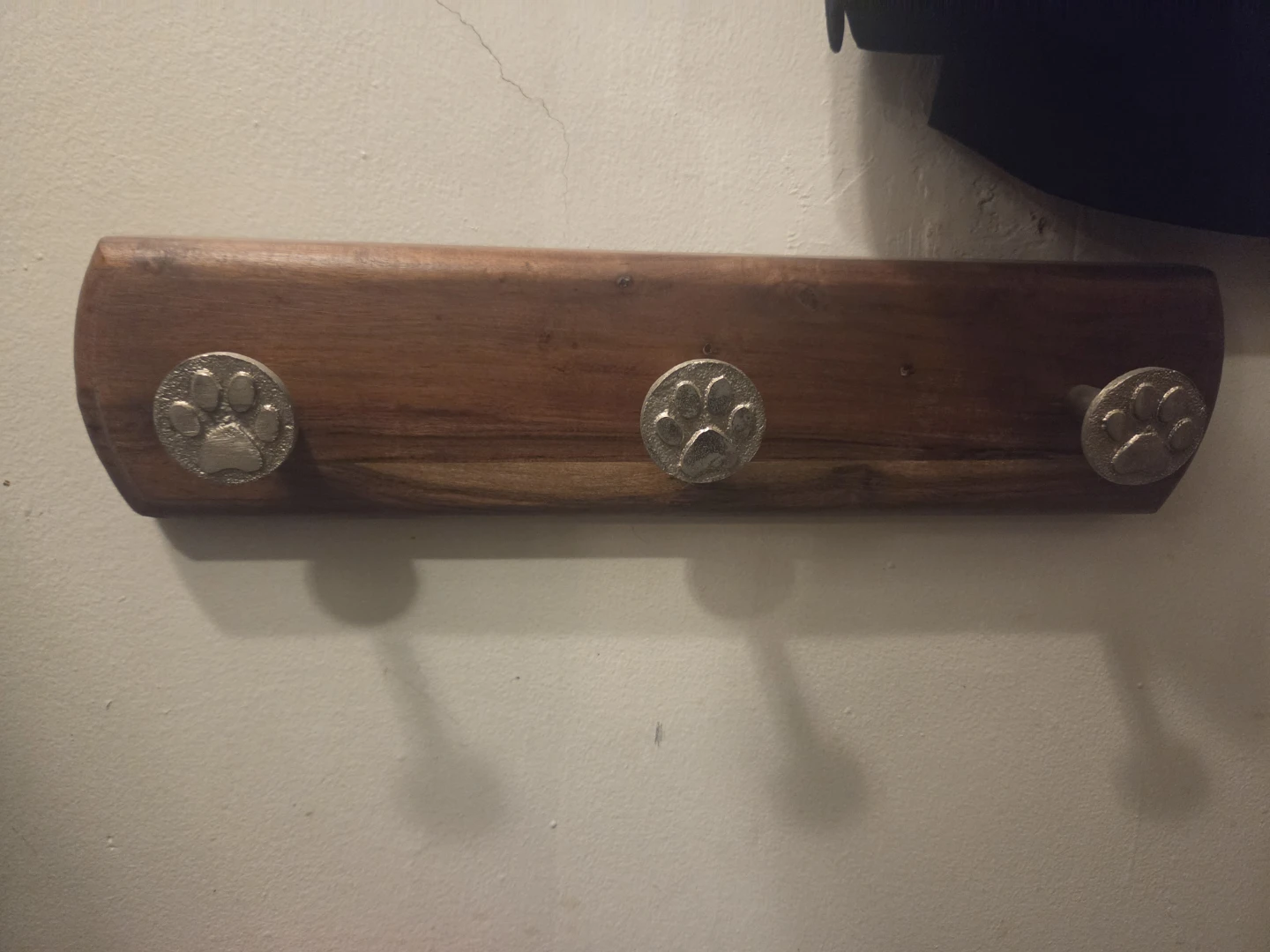 Wooden Wall Hook Rack with Paw Print Details