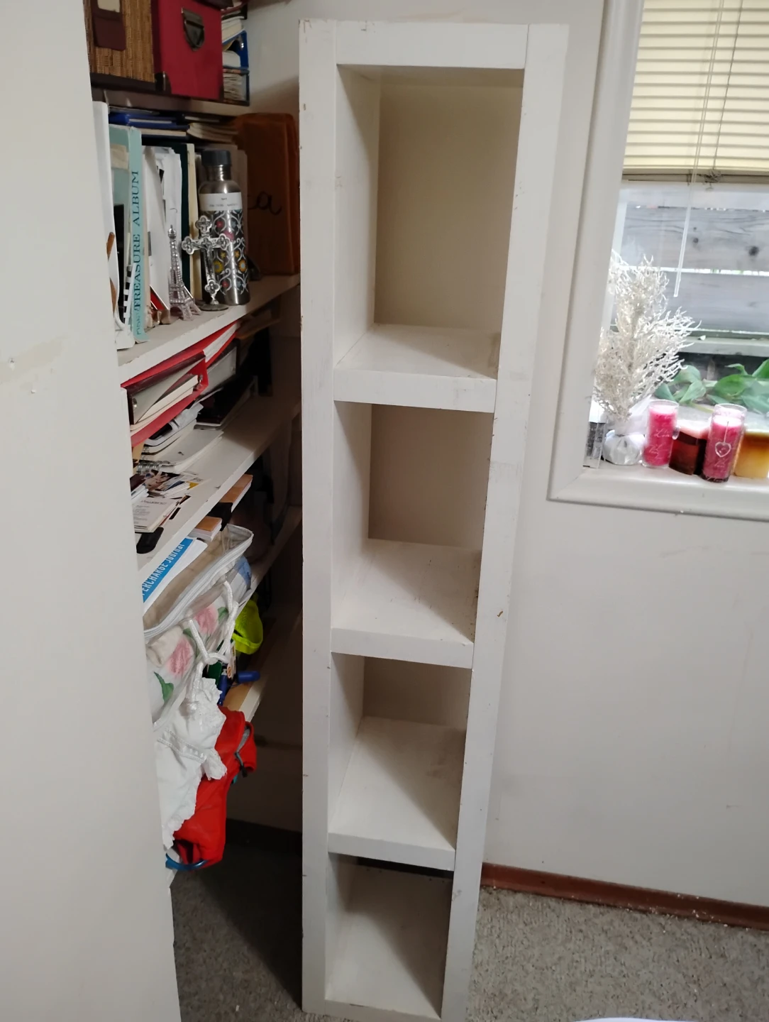 Tall white 4-shelf storage unit - photo 3