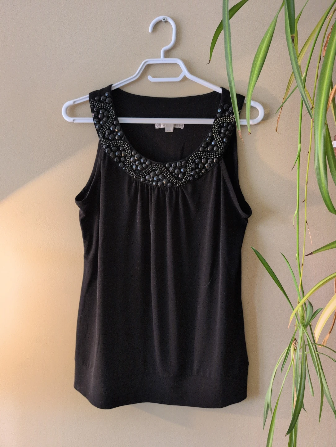 Cleo Petite Black Beaded Sleeveless Top