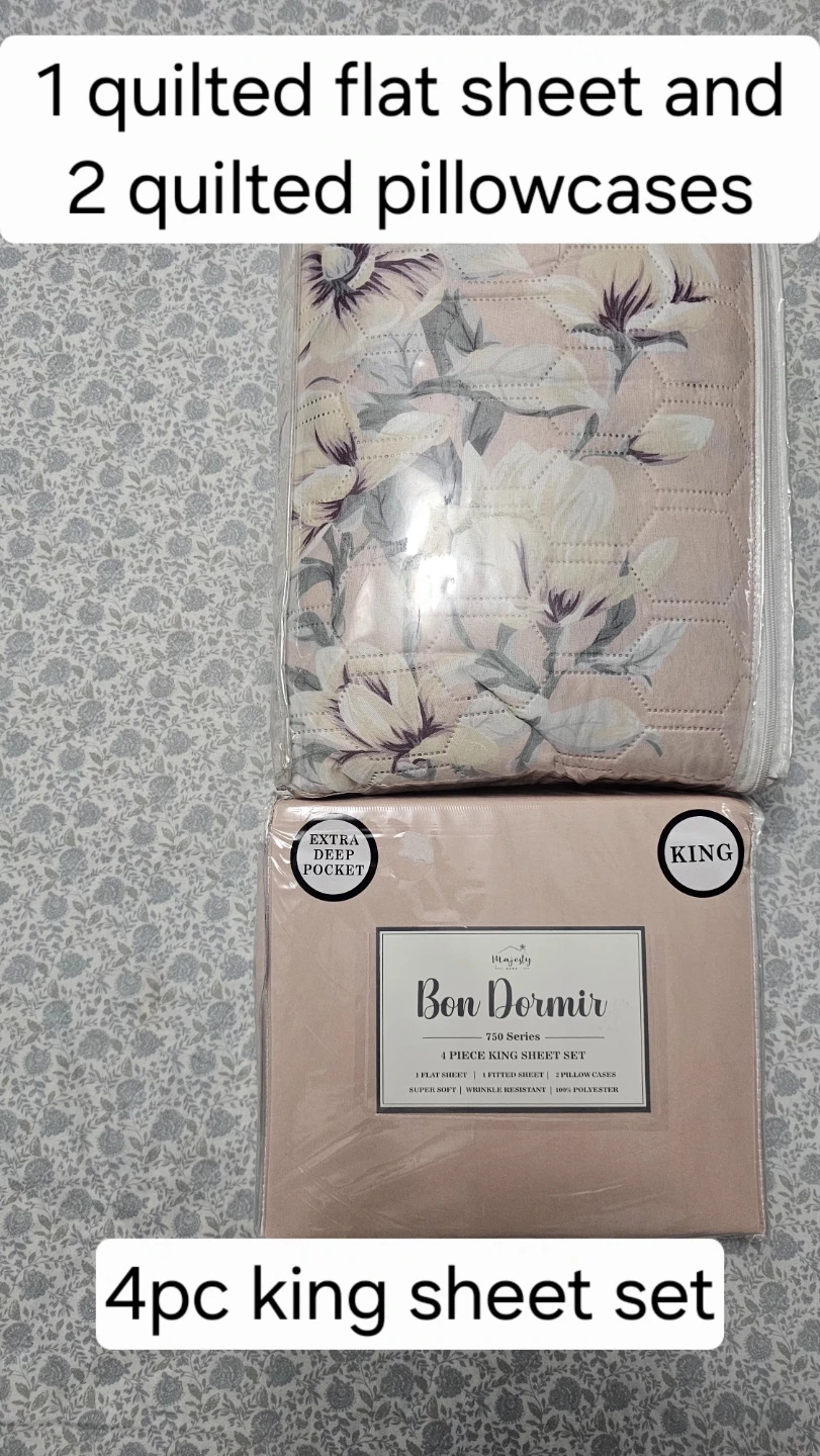 New Set of  3 sheets and 4 pillowcases