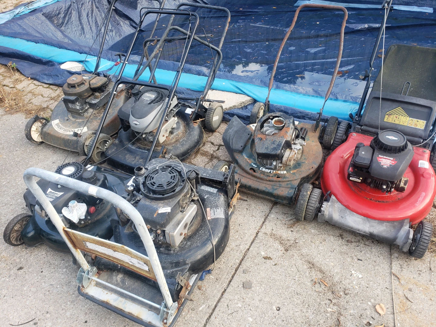 Selection of used gasoline lawn mowers