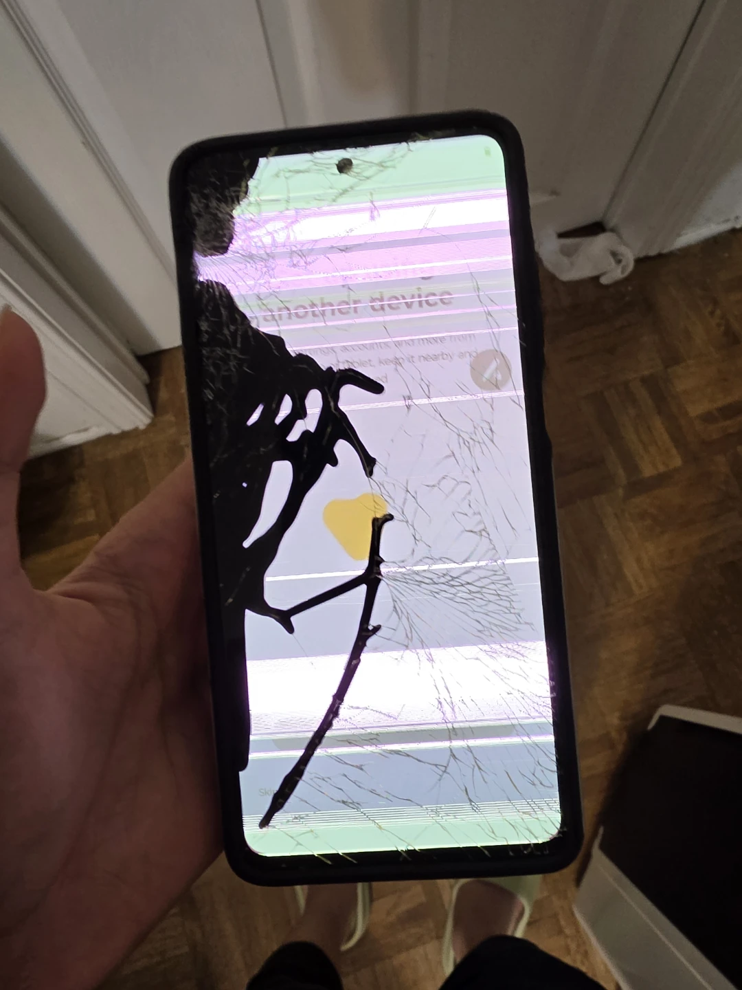 Damaged smartphone with 50MP camera