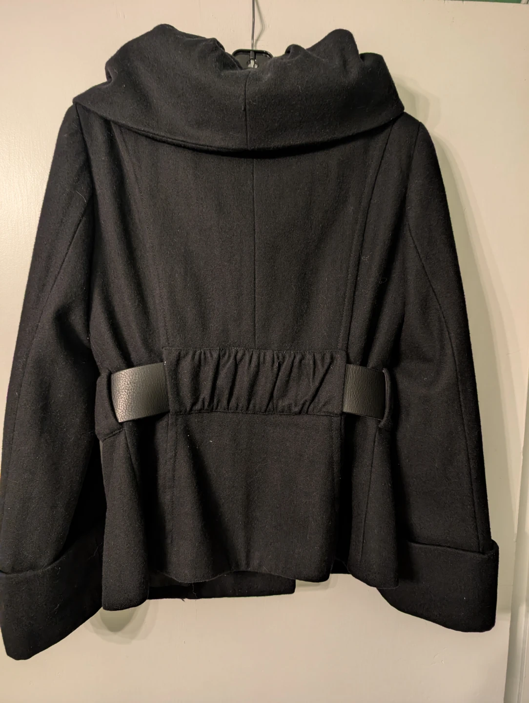 Y2K Black Double-Breasted Wool Blend Peacoat - photo 5