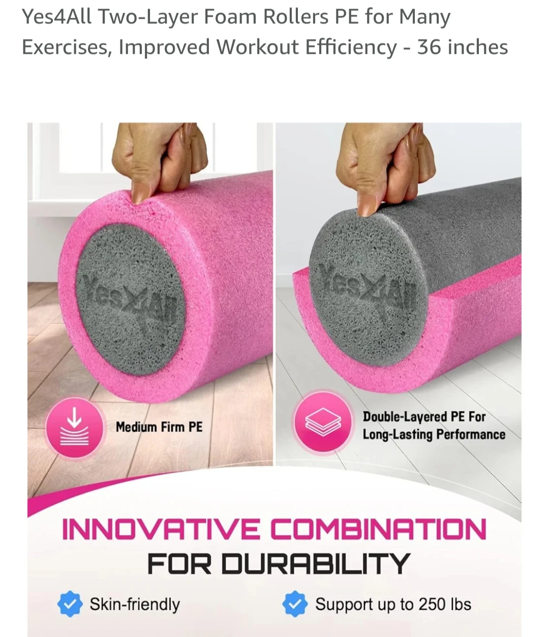Yes4All 36-inch Pink Foam Roller - photo 3