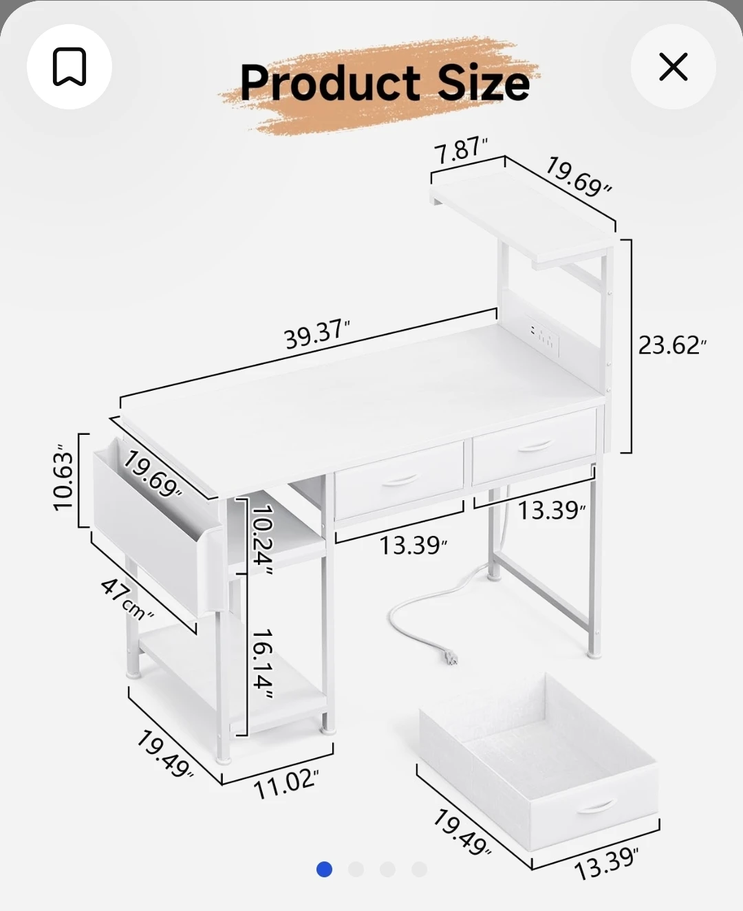 KitMent 39-inch Computer Desk with Storage - photo 2