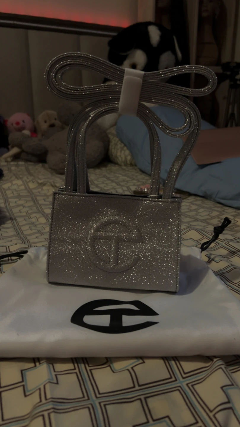 Telfar Small Glitter Shopping Bag in Silver - photo 4