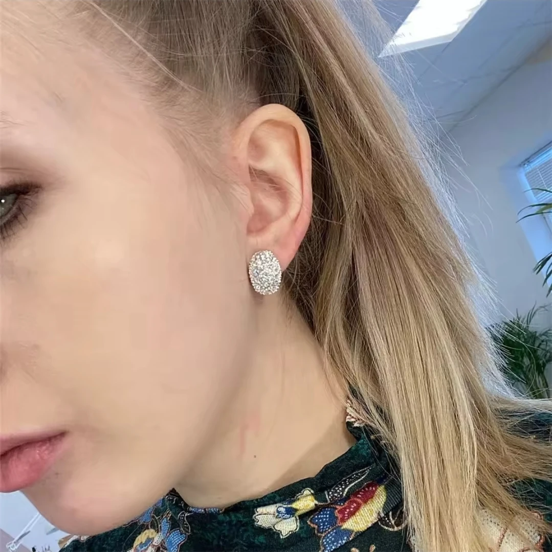Sparkly Crystal Oval Stud Earrings - photo 4