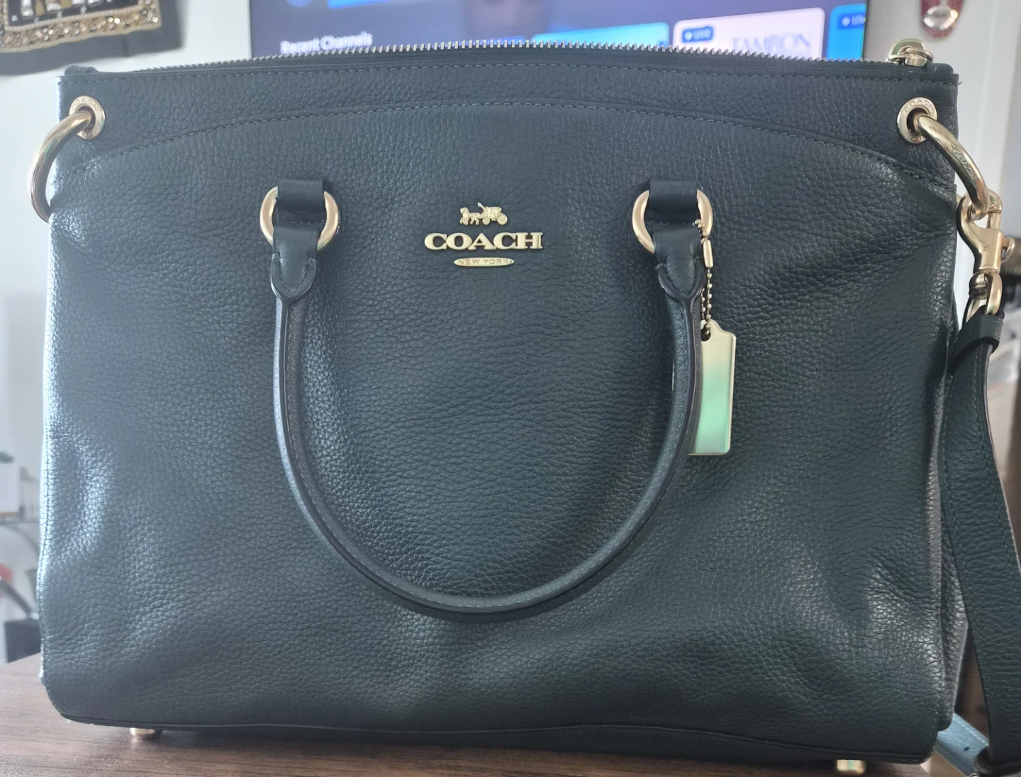 Coach Dark Green Leather Handbag