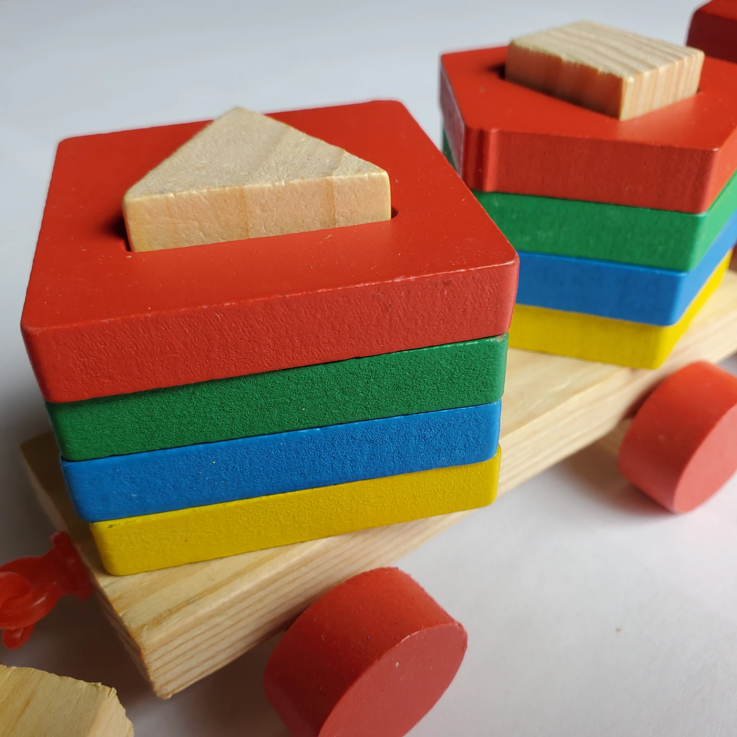 New - Shape Sorter Train Wooden Pull Toy - photo 3