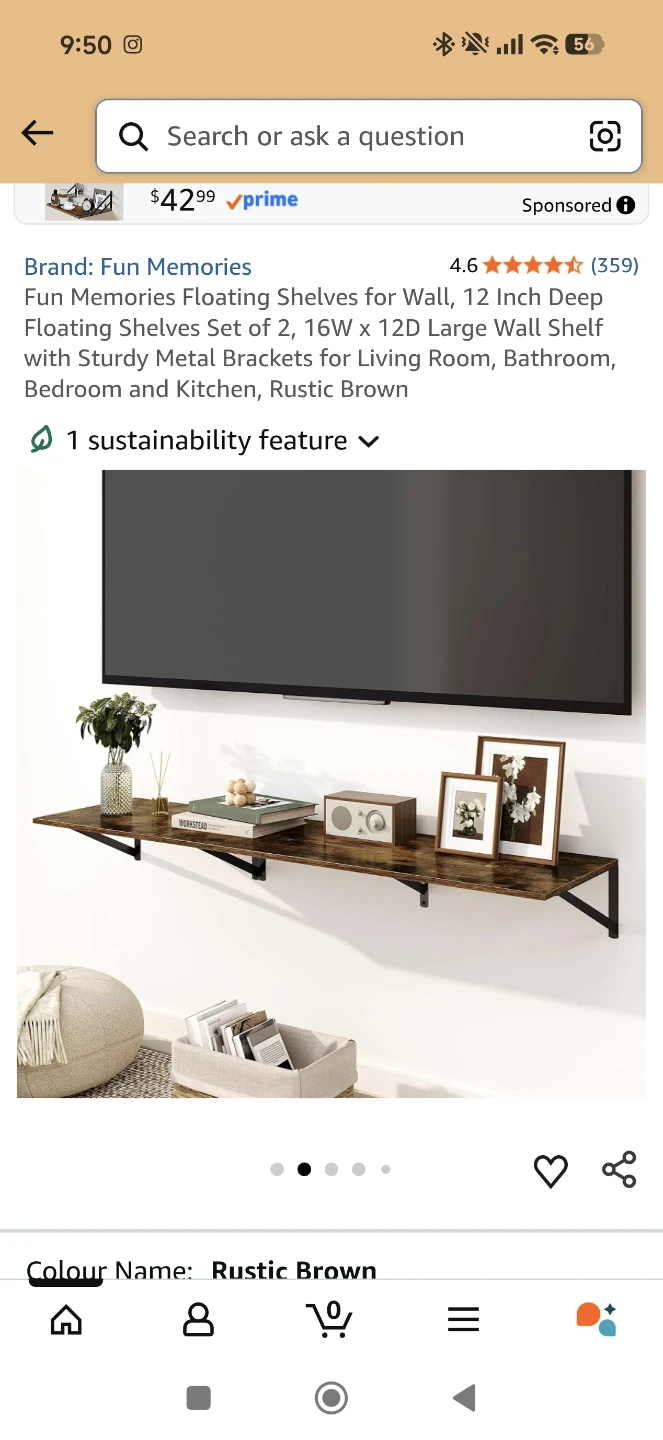 Fun Memories Rustic Brown Floating Shelves - 2 Pack - photo 3