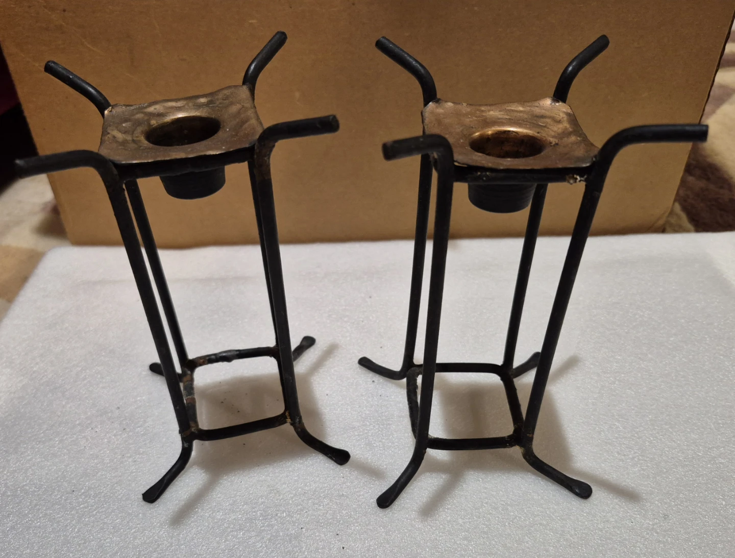 Vintage 1960 modernist black metal taper candle holder(Skokie) - photo 3