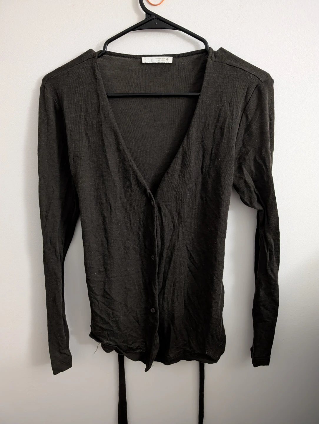 Zara Brown Button-Down Cardigan some holes