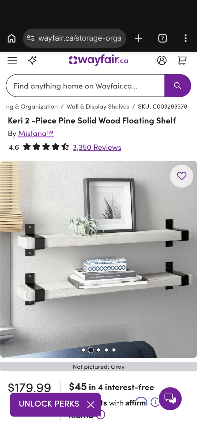 Two floating shelves