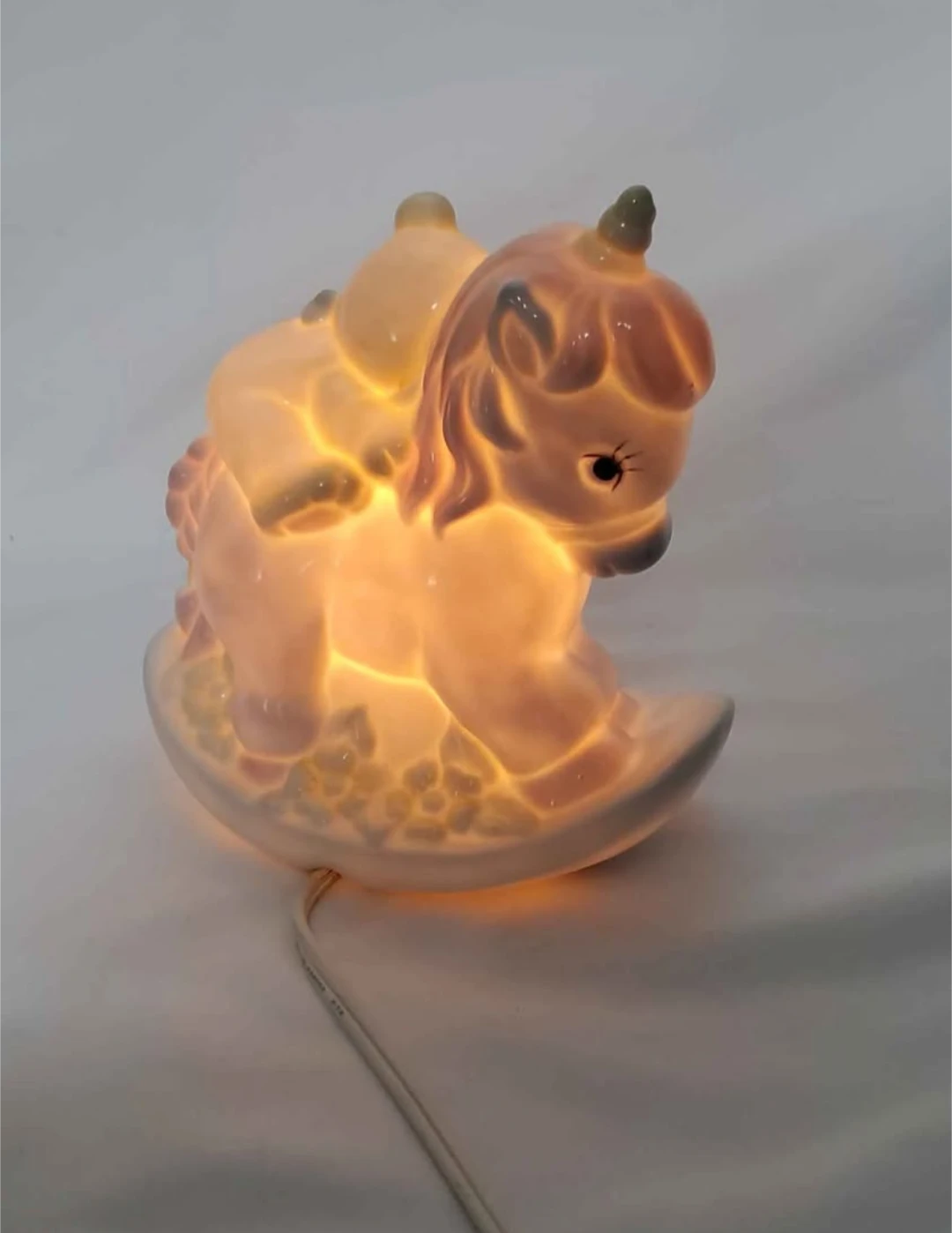 Enesco Baby night light lamp rocking unicorn with teddy bear - photo 4