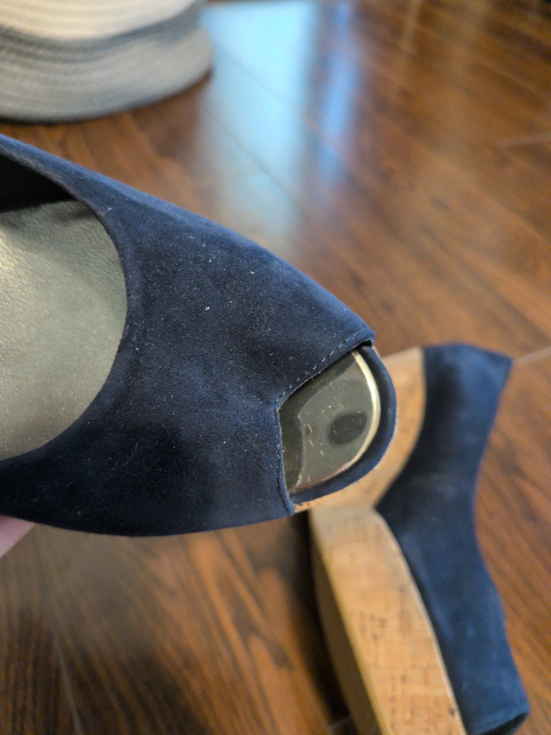 Stuart Weitzman Navy Suede Wedge Heels 9.5 M - photo 3