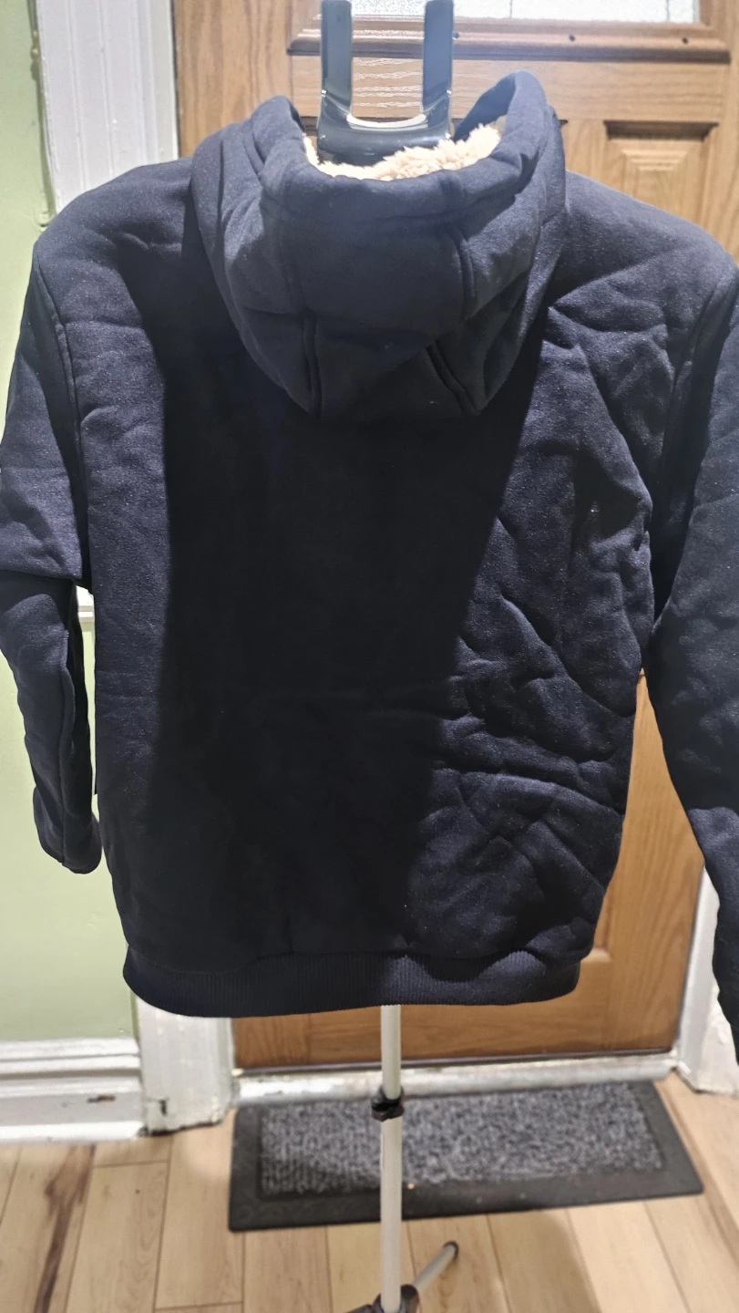 Black Sherpa-Lined Full Zip Hoodie - photo 4