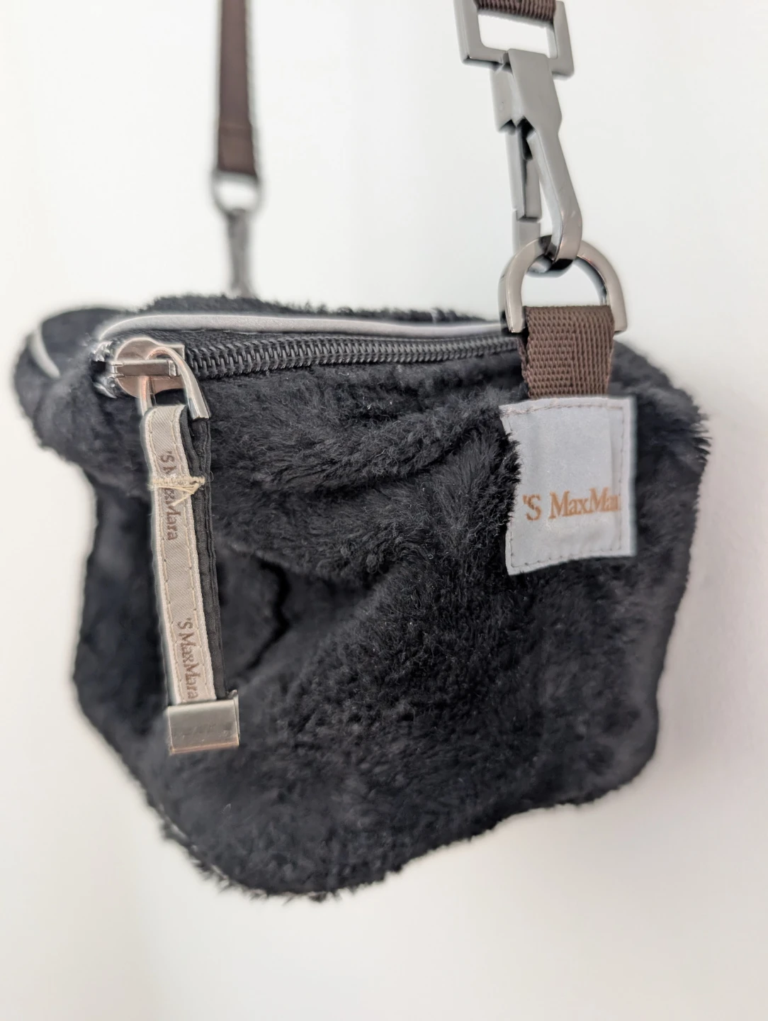 S MaxMara Black Faux Fur Crossbody Bag - photo 5