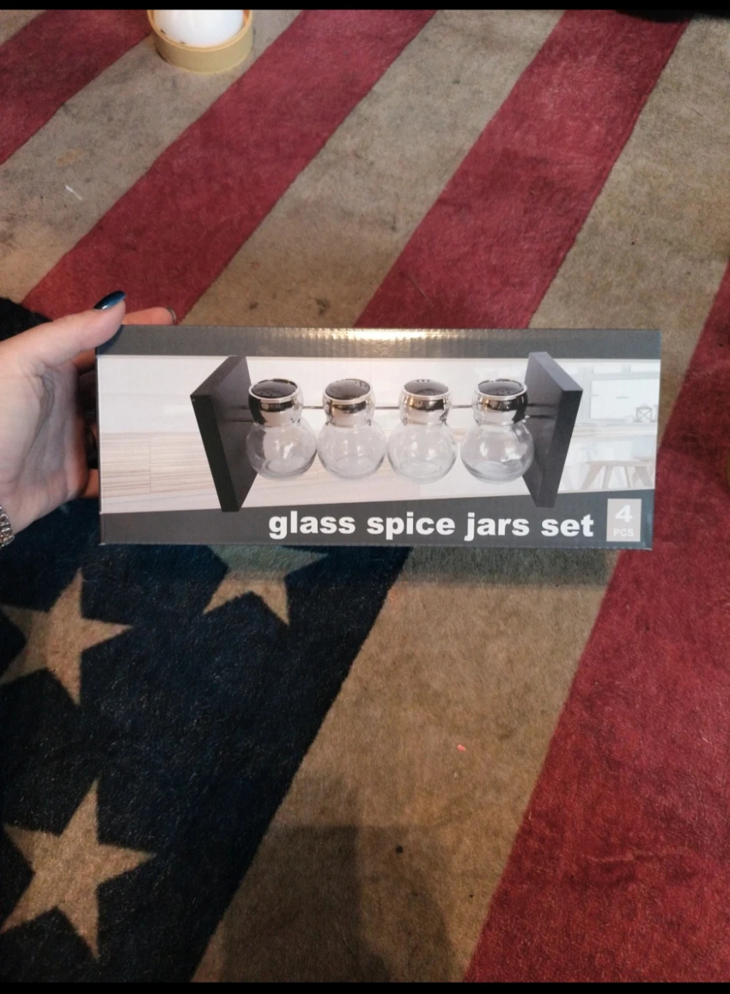 4 Piece Glass Spice Jar Set with Stand