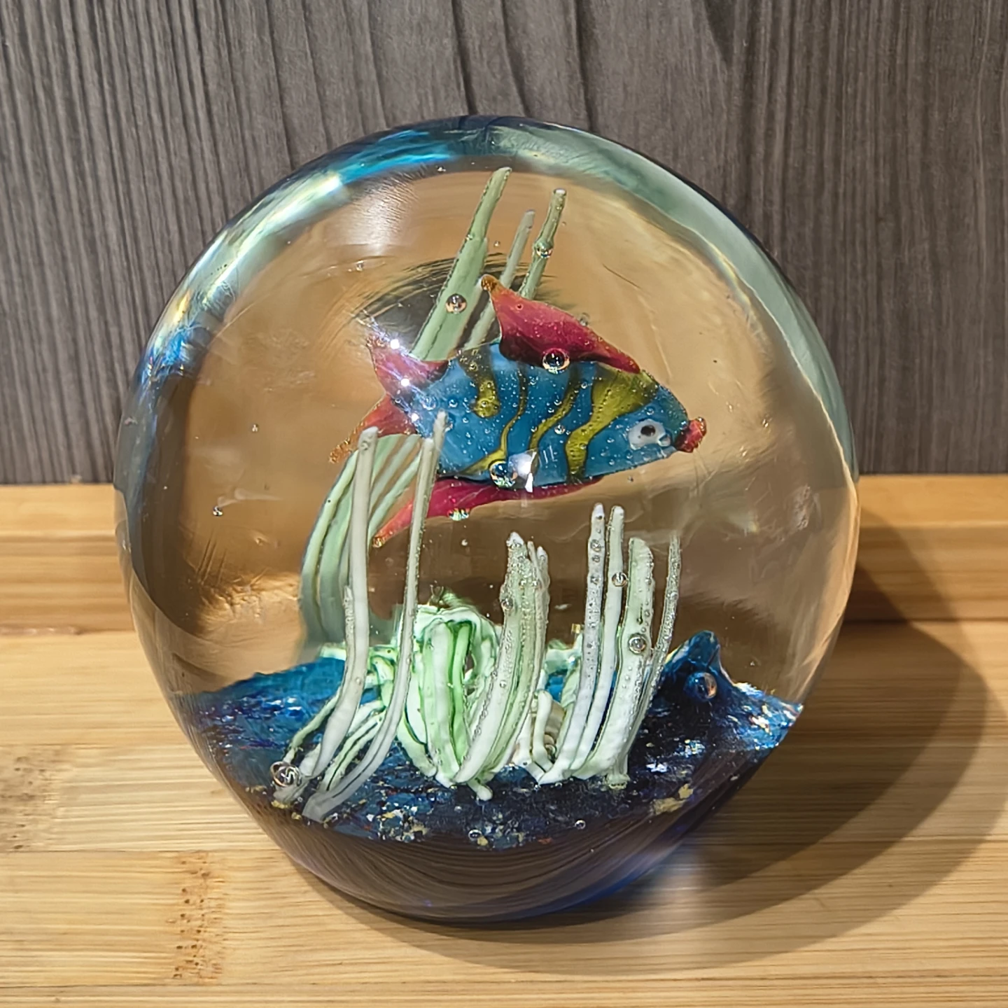 Vintage Murano-style art glass aquarium paperweight