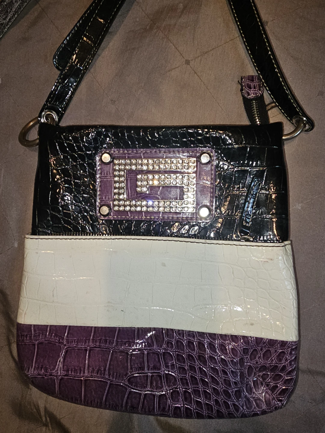 Guess purse Black purple white