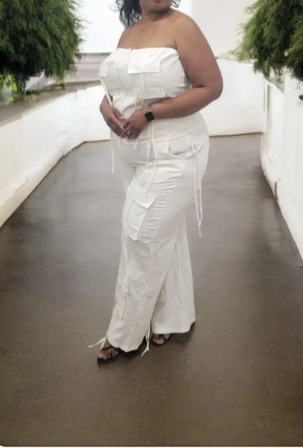 White Tube Top and Cargo Pants Set - photo 5