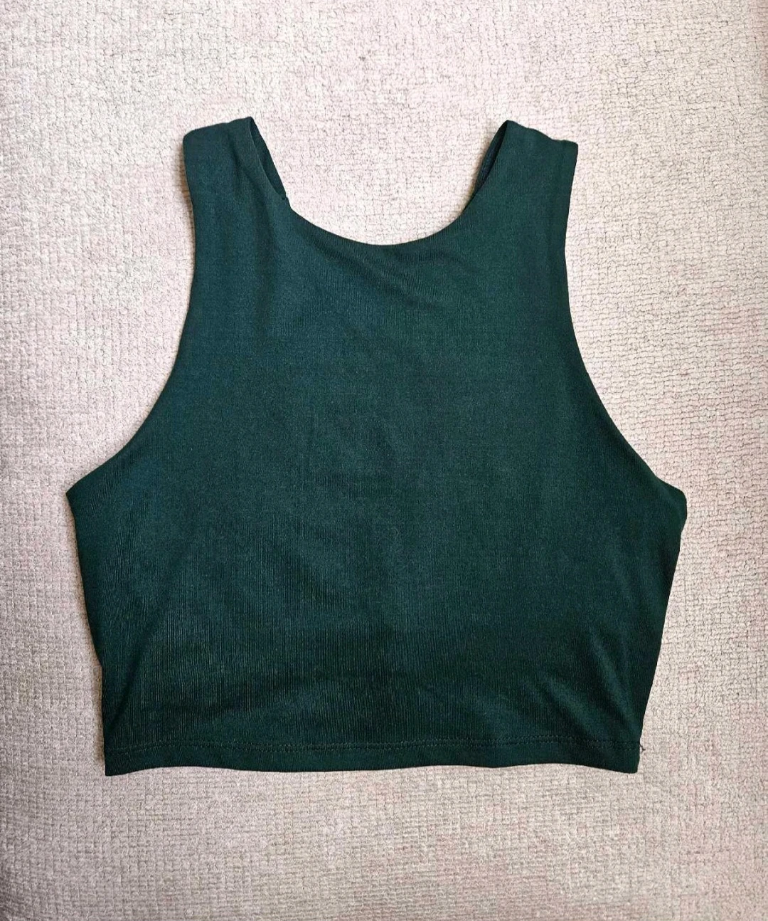 New Dark Green Cropped Sports Top