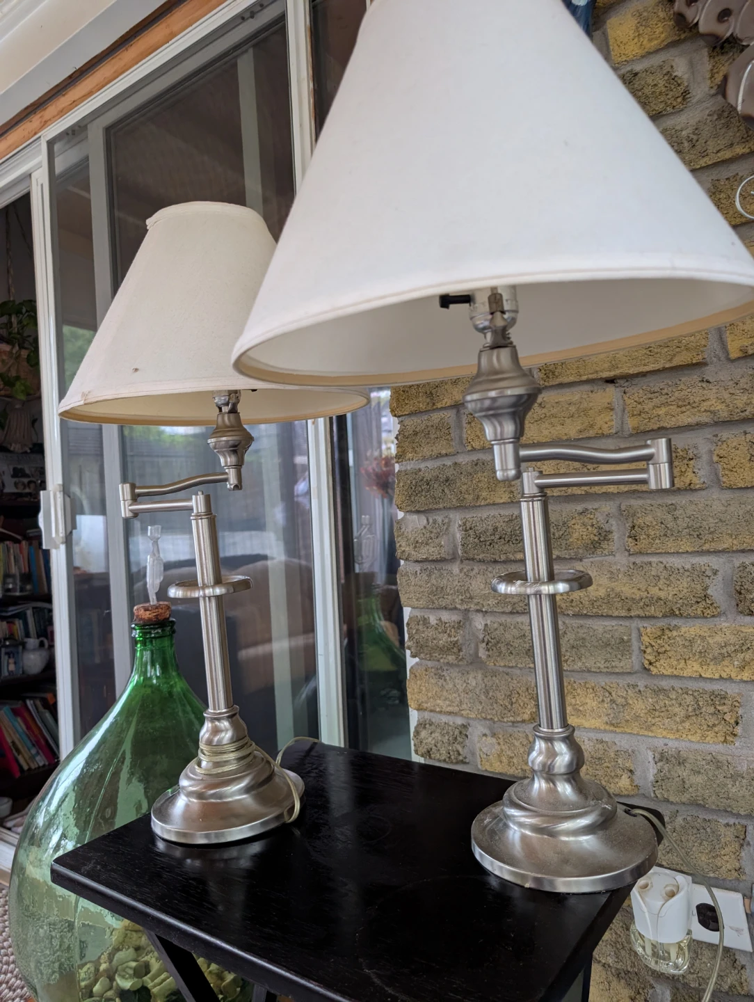 Set of two adjustable brushed nickel table lamps - photo 2