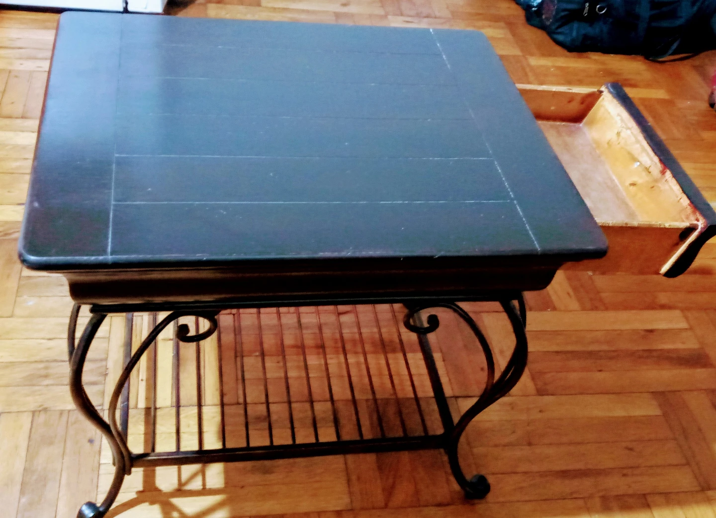 Dark Wood End Table with Drawer - photo 2