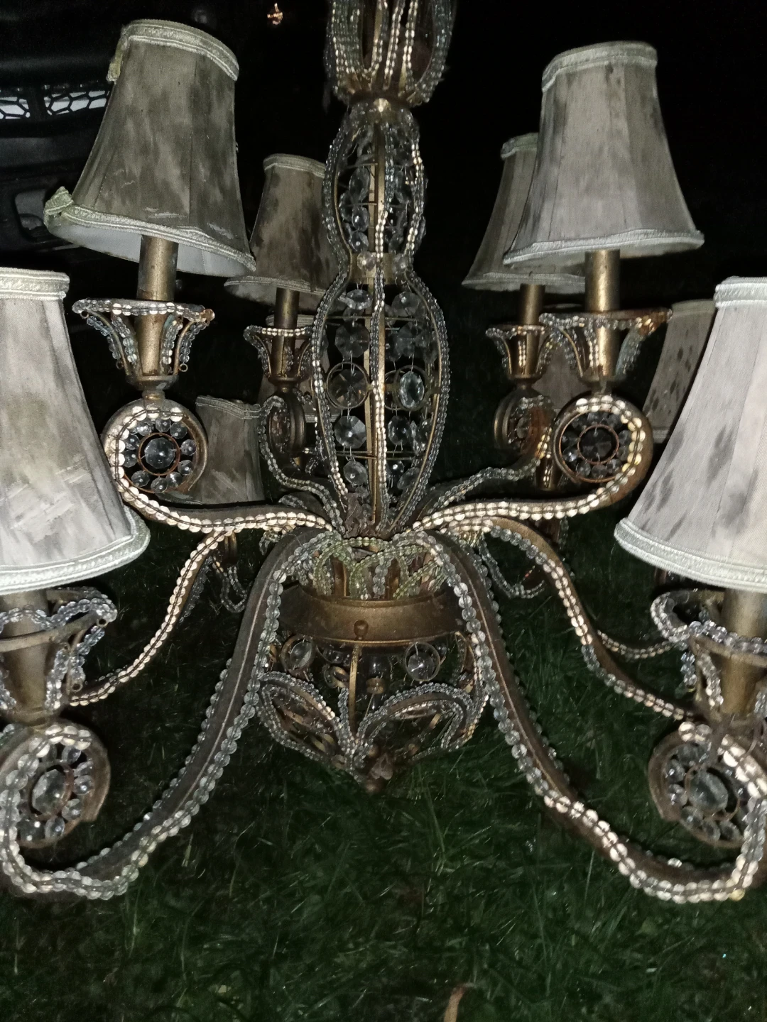Large Antique Style Chandelier with Shades - photo 2