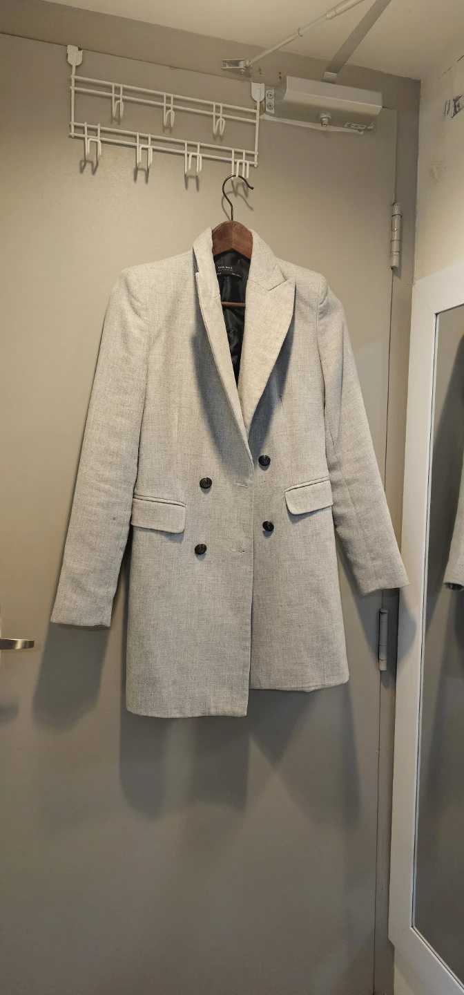 ZARA Basic Double-Breasted Blazer - Light Grey, Size S - photo 3